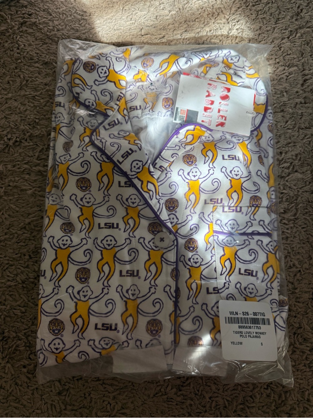 LSU Roller Rabbit Short Sleeve Polo Pajamas size small